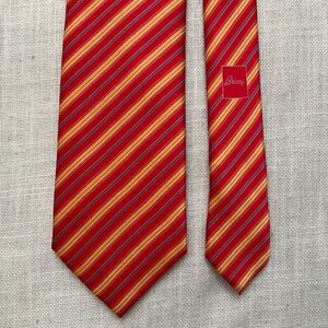 Brioni Silk Tie Striped Red/Yellow/Blue Handmade in Italy NWOT